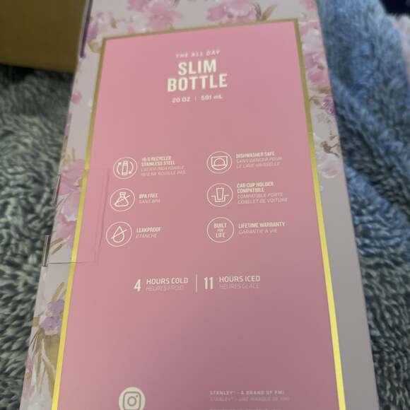 Stanley x LoveShackFancy 20oz All Day Slim Bottle Happy Thoughts - Picture 5 of 6